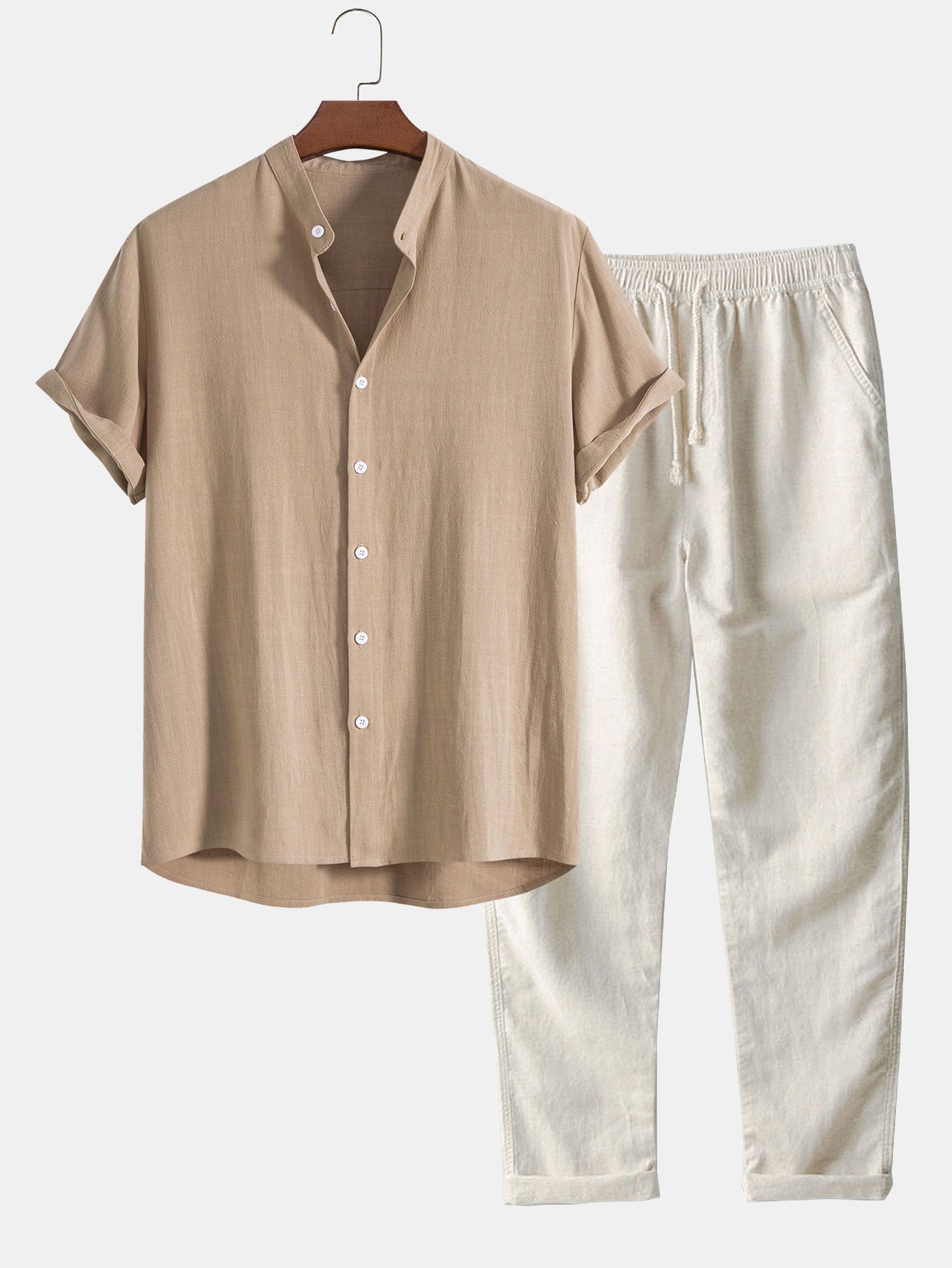 Linen Blend Shirt and Drawstring Trousers Co-Ord Set