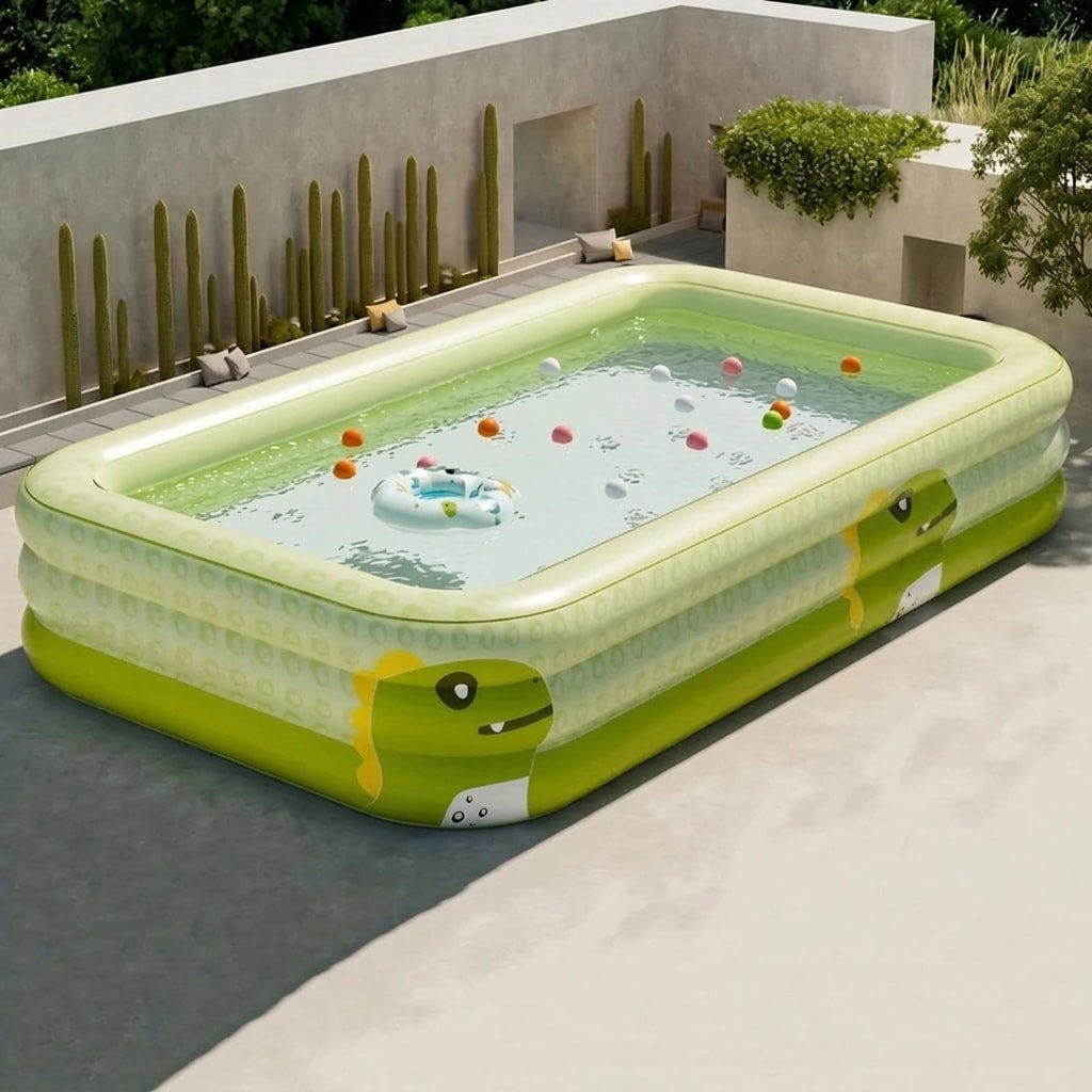 Rectangular Family Inflatable Pool with Three-Tier Design