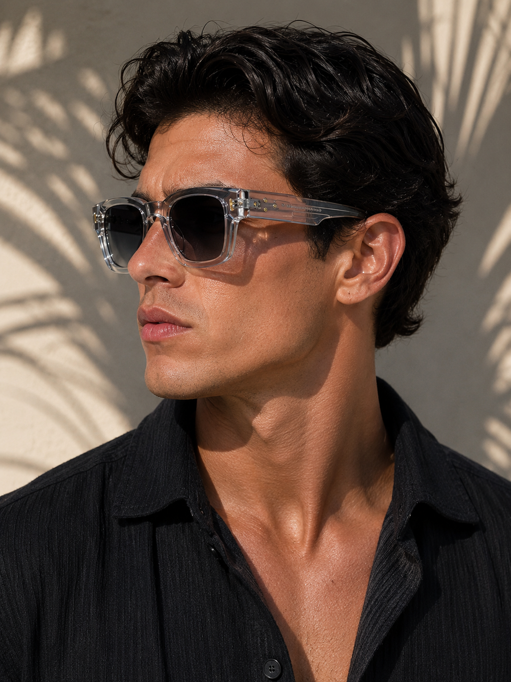 Clear Frame Square Sunglasses with Gradient Lens