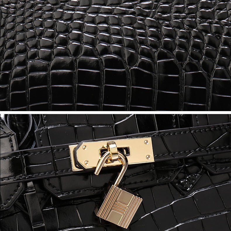 Structured Turn-Lock Tote Bag with Padlock Detail