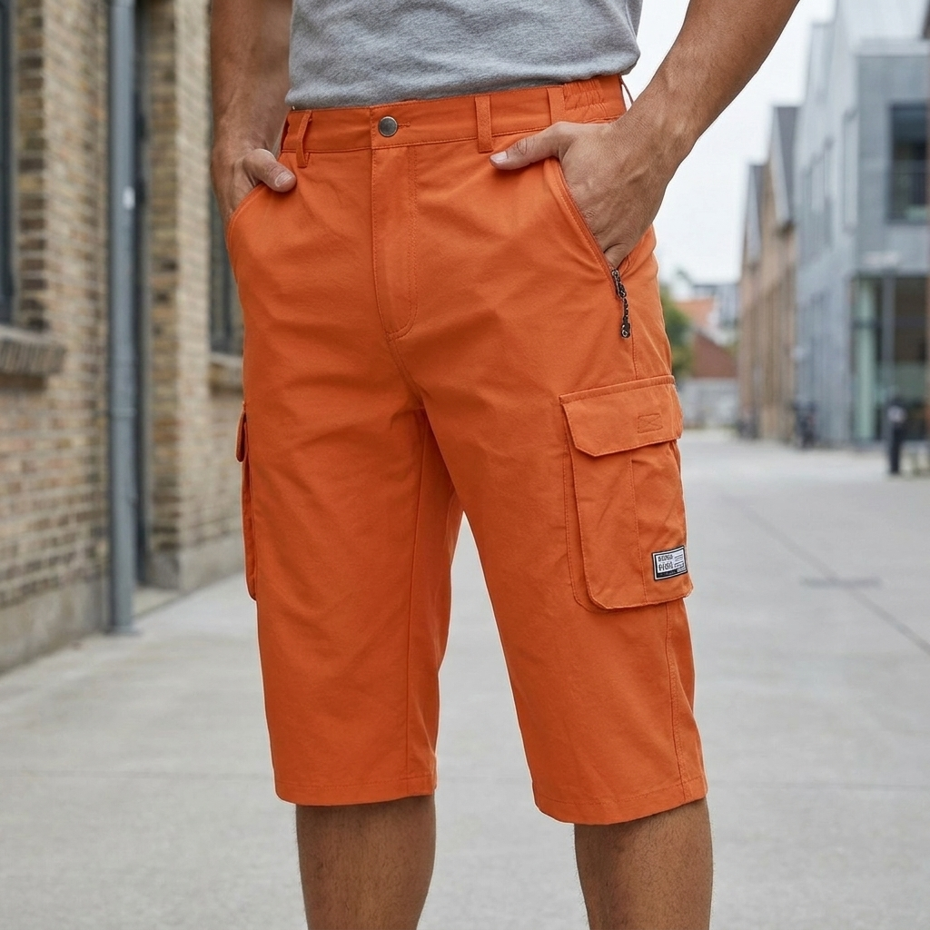 Longline Cargo Shorts with Zip Pocket Detail