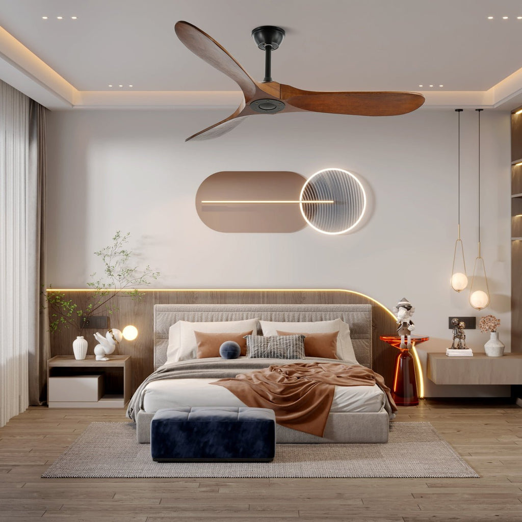 Wooden 3-Blade Ceiling Fan with Remote Control