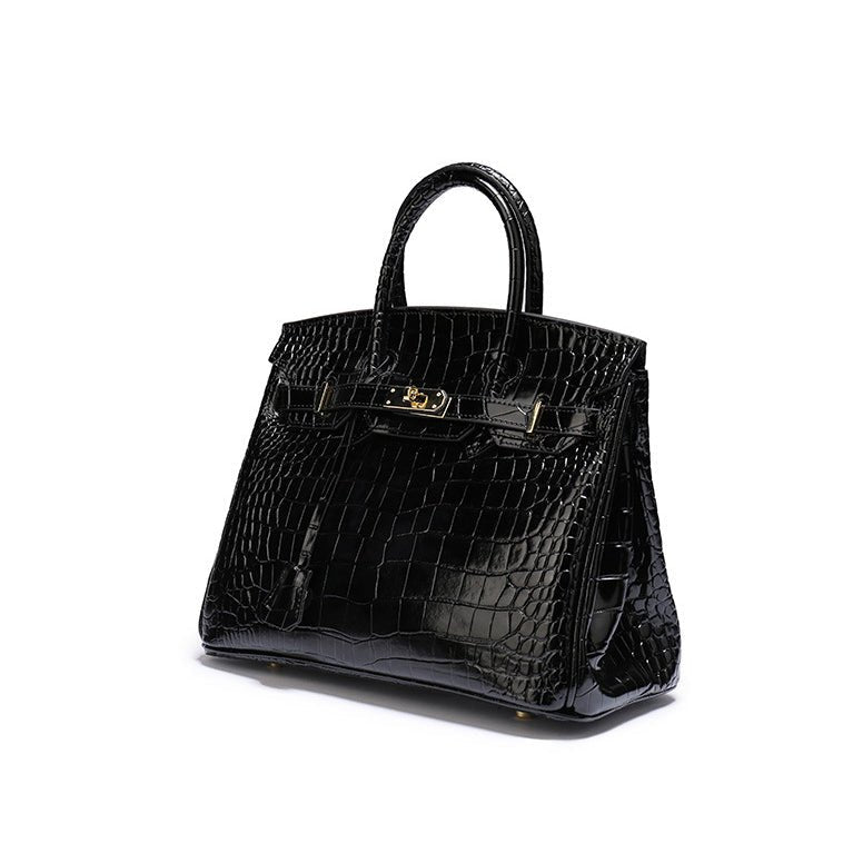 Structured Turn-Lock Tote Bag with Padlock Detail
