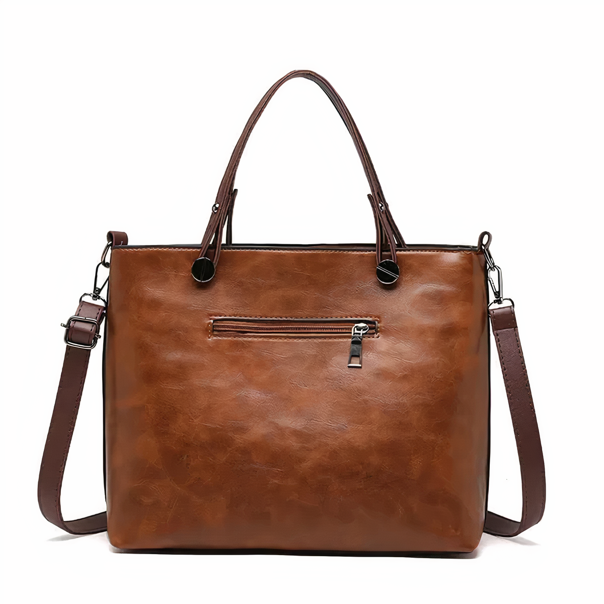 Multi-Pocket Structured Tote Bag with Front Pouches
