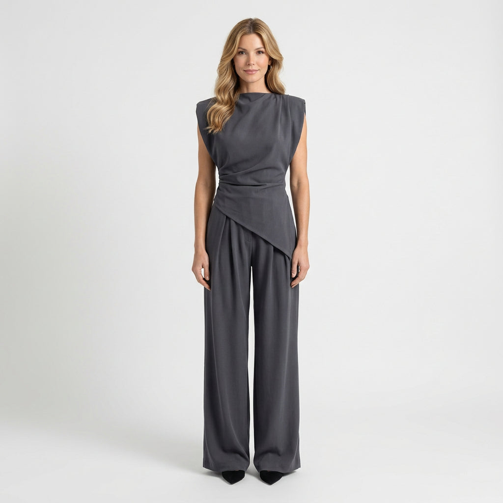 Sleeveless Co-Ord Set – Tie Waist Wide Leg
