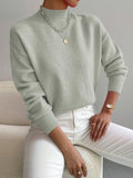 Women's Mock Turtleneck Relaxed Fit Long Sleeve Sweater