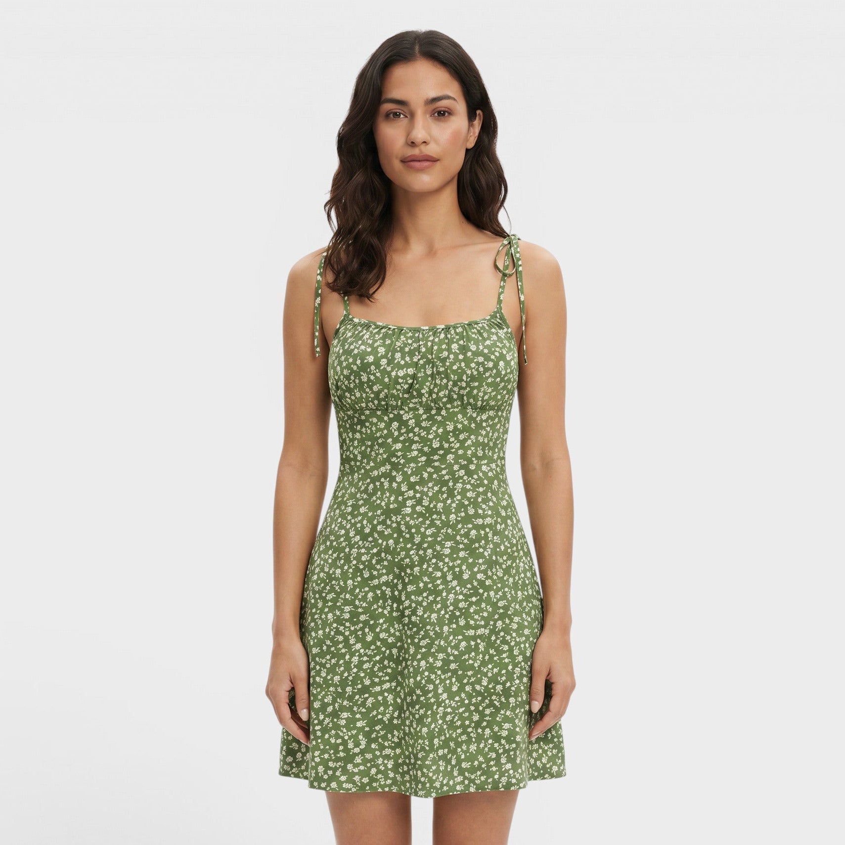 Floral Print Tie Strap Fit and Flare Mini Dress
