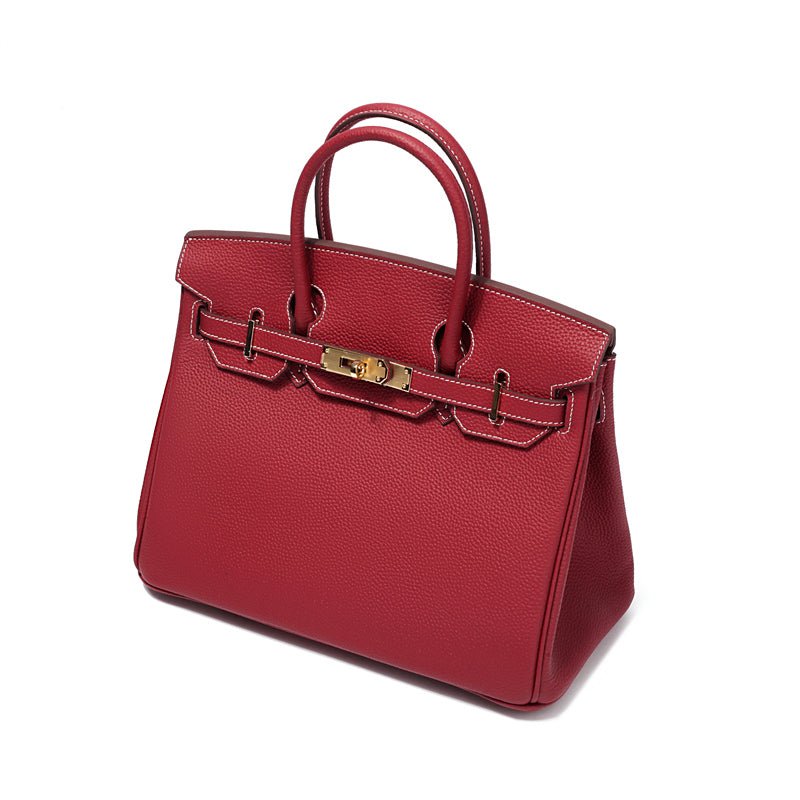 Structured Turn-Lock Tote Bag with Padlock Detail
