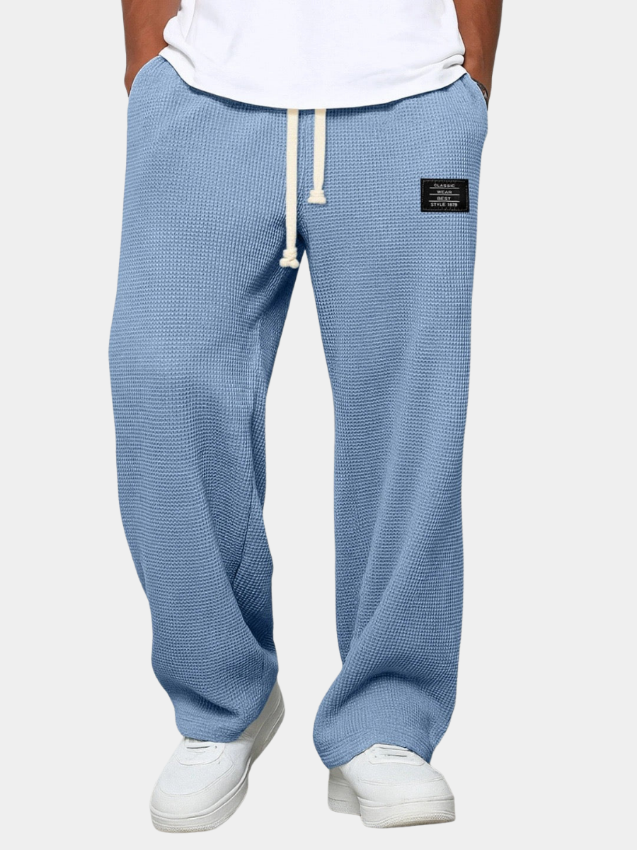 Waffle Knit Wide Leg Sweatpants with Drawstring Waist