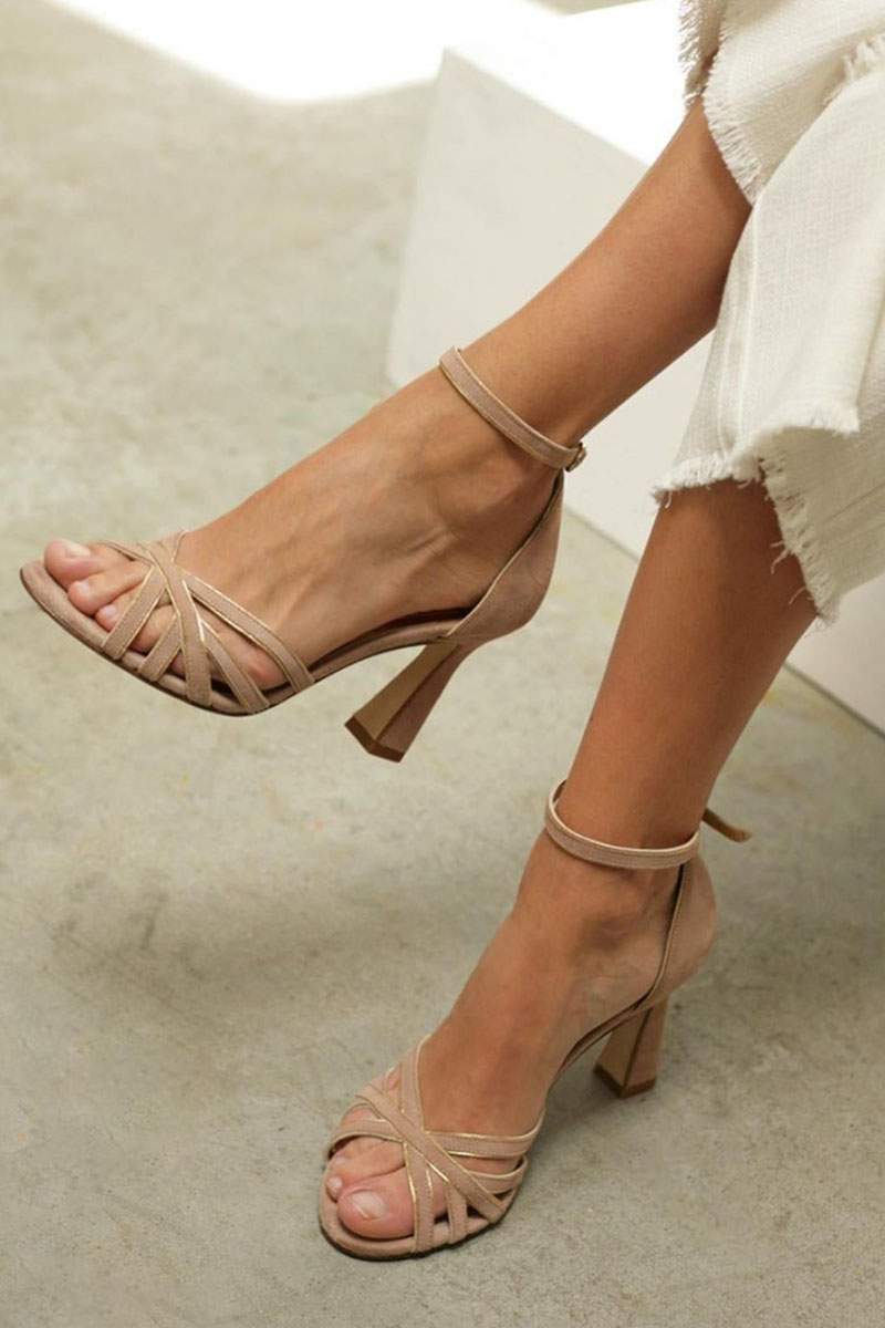 Strappy Block Heel Sandals with Ankle Strap