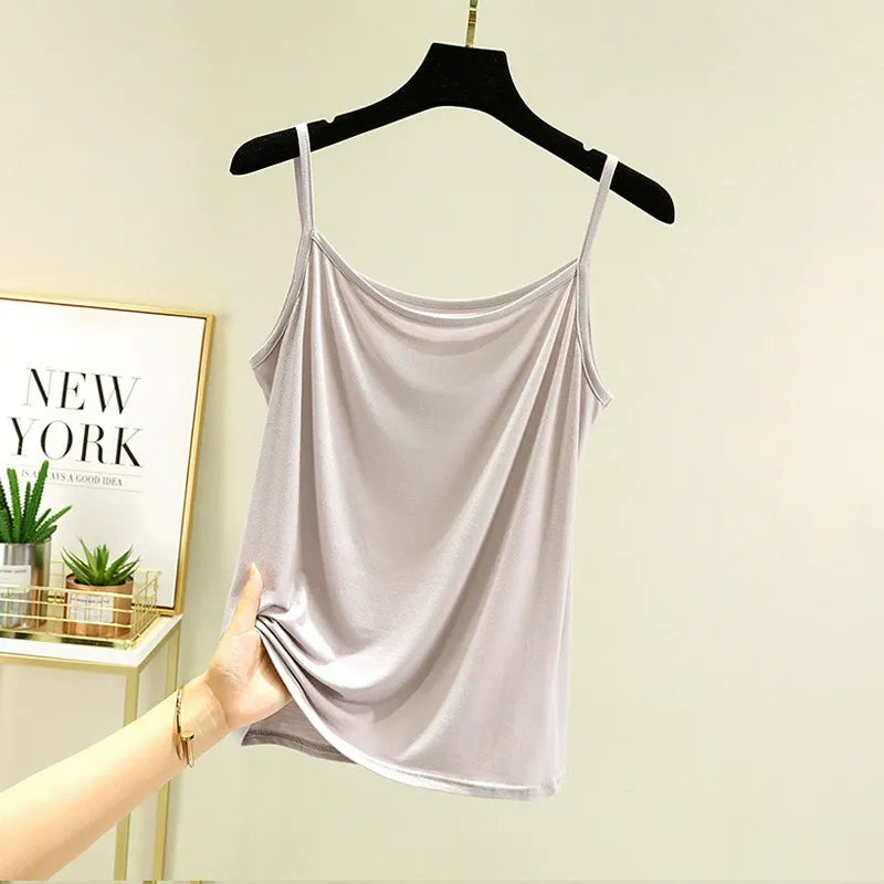 Women's Scoop Neck Spaghetti Strap Jersey Cami Top