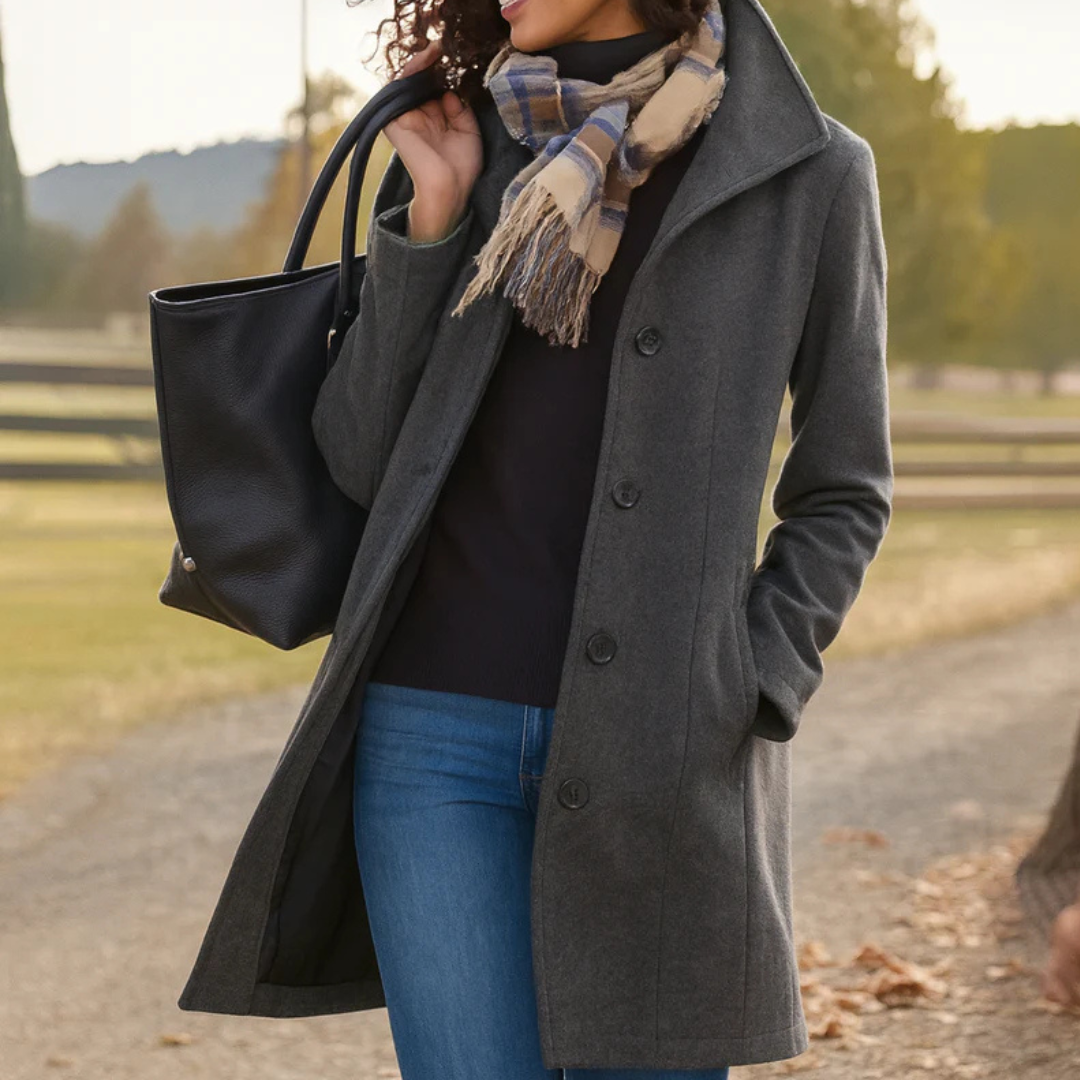 Women's Wool Blend Button-Up Longline Coat
