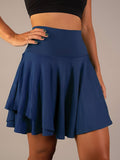 Jupe-short évasée taille haute avec ourlet superposé