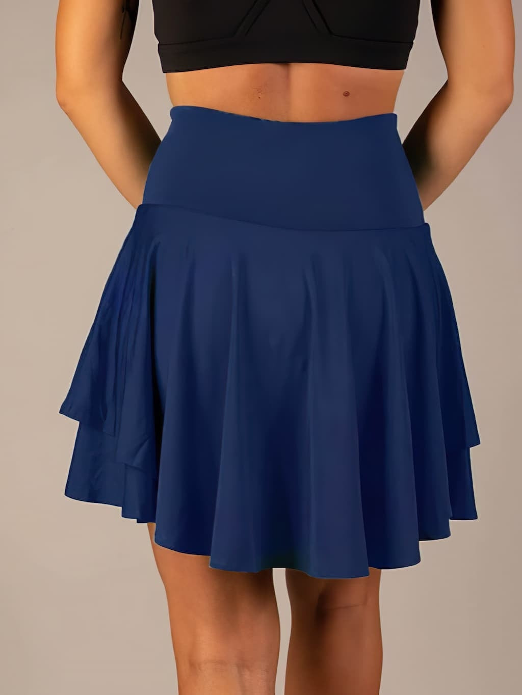 Jupe-short évasée taille haute avec ourlet superposé