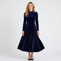 Velvet Midi Dress – High Neck Long Sleeve Occasion Style