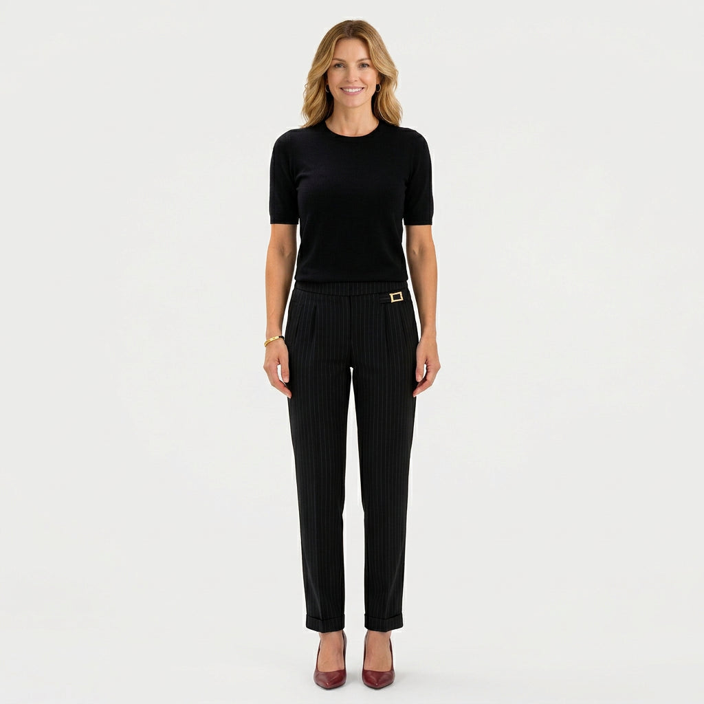 Women’s High Waisted Straight Leg Pants – Pull On Pocket Style