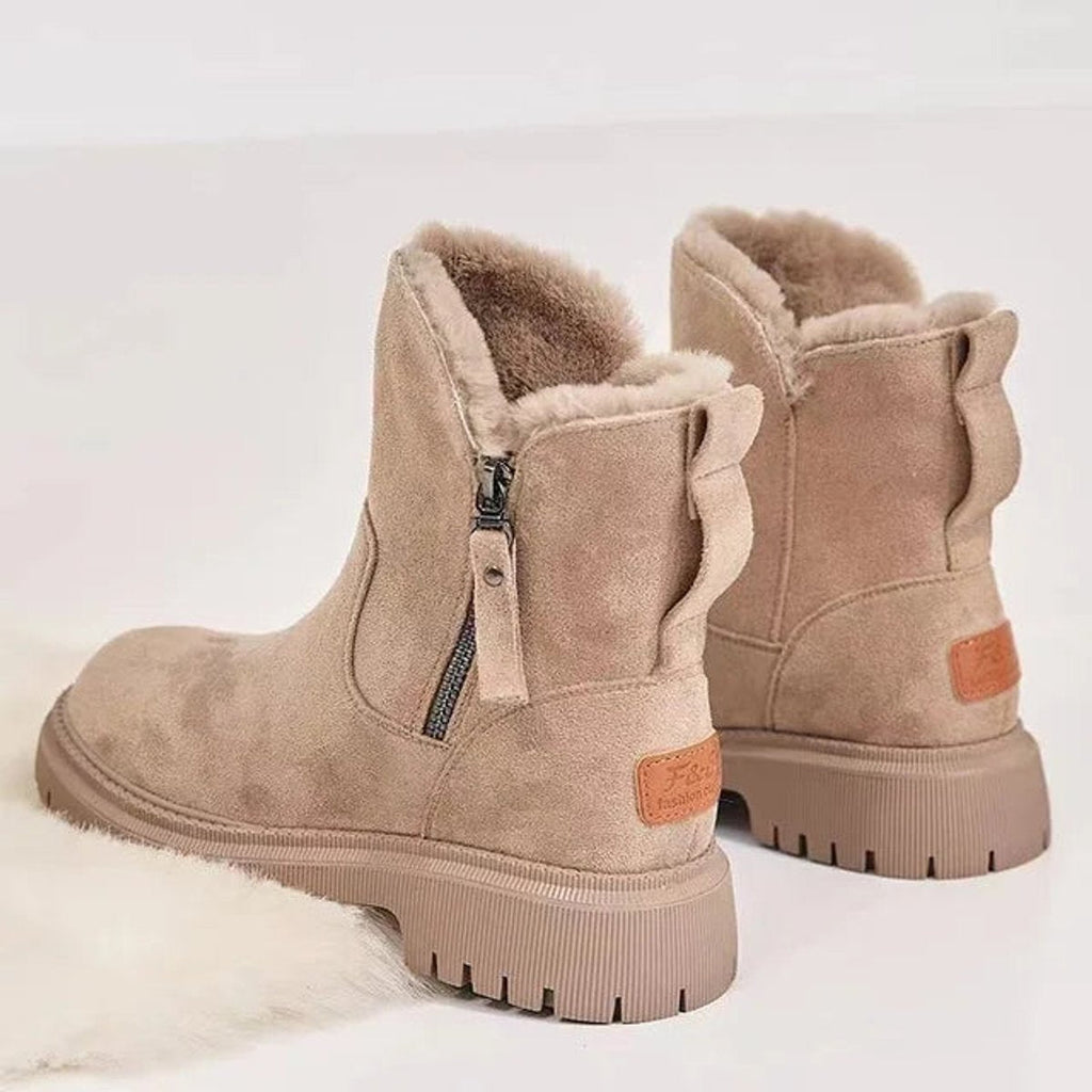 Bottines pour femme à fermeture éclair latérale et doublure en fausse fourrure