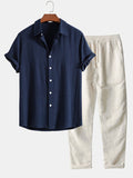 Linen Blend Shirt and Drawstring Trousers Co-Ord Set