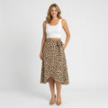 Women’s Wrap Midi Skirt Printed Waist Tie – Casual A Line Skirt