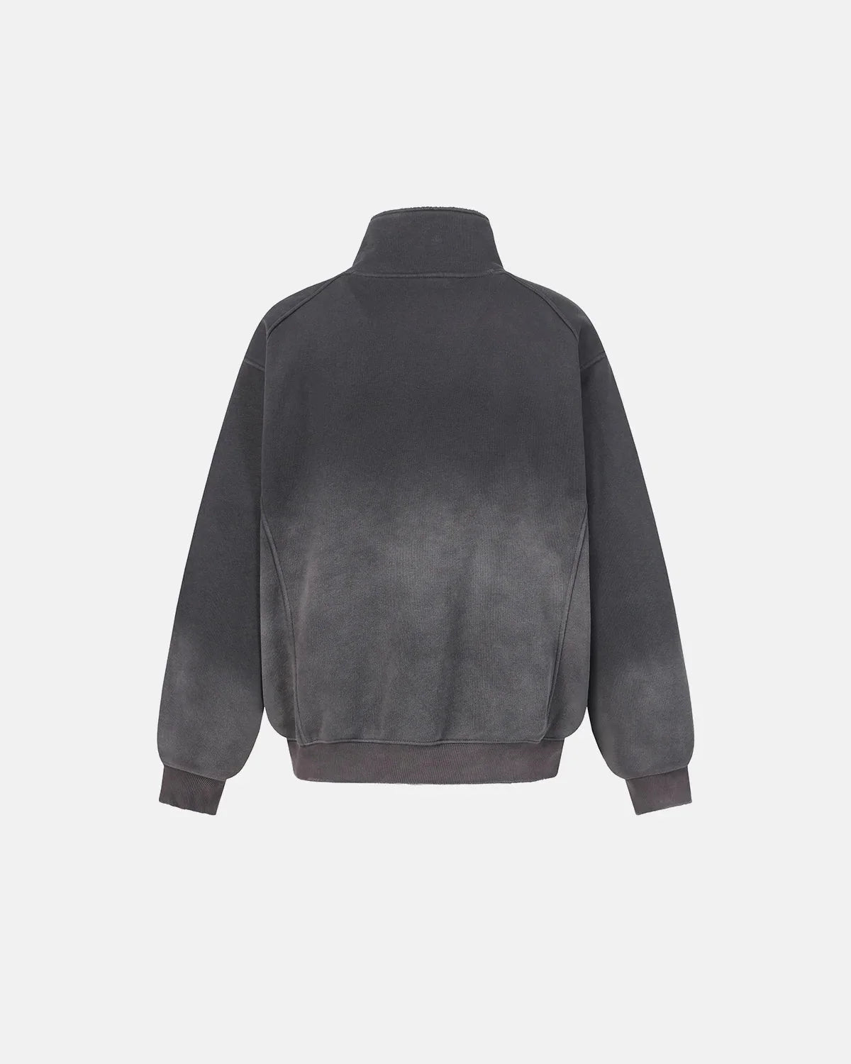 Unisex asymmetric zip sweatshirt with mock neck, long sleeves and front pockets