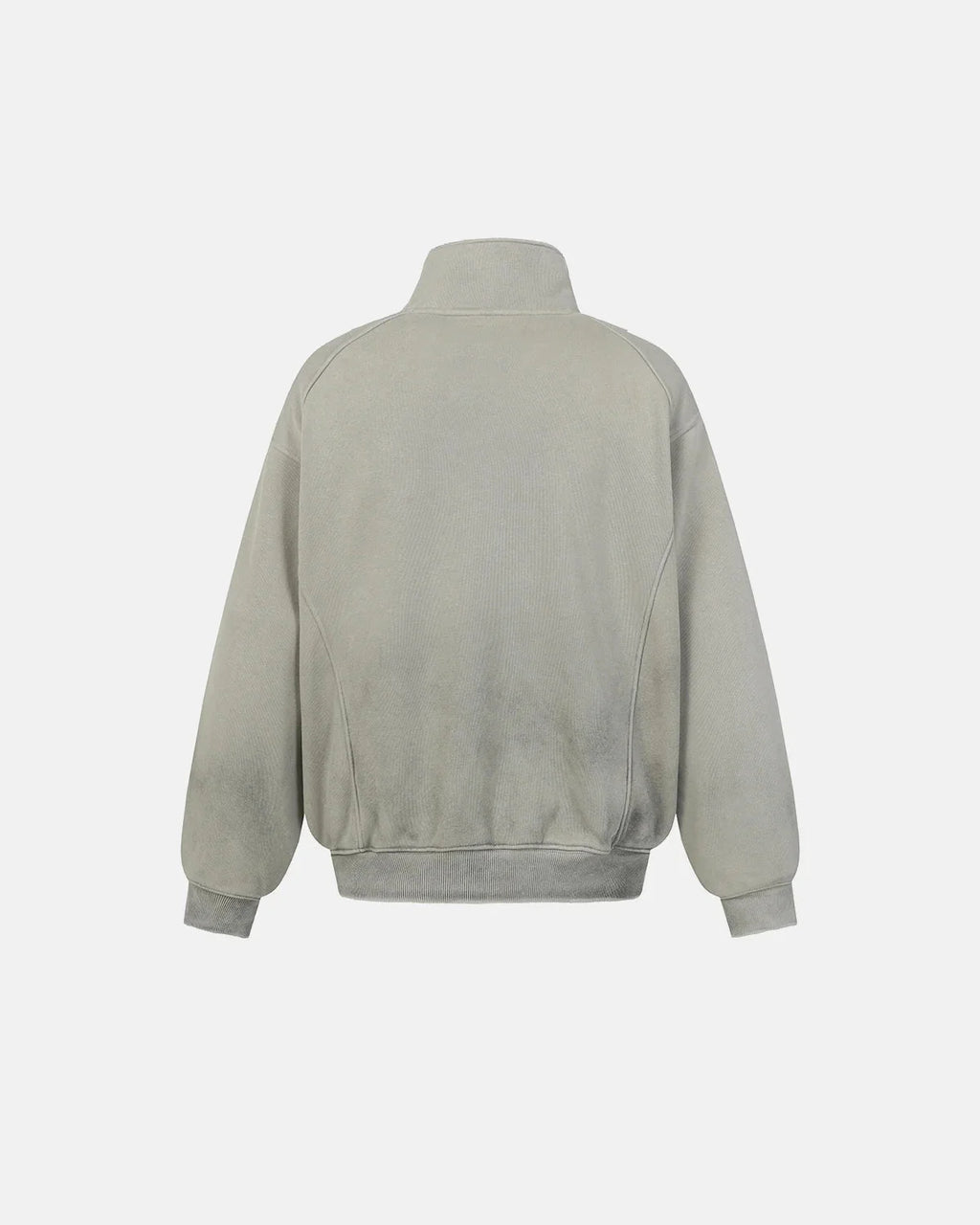 Unisex asymmetric zip sweatshirt with mock neck, long sleeves and front pockets