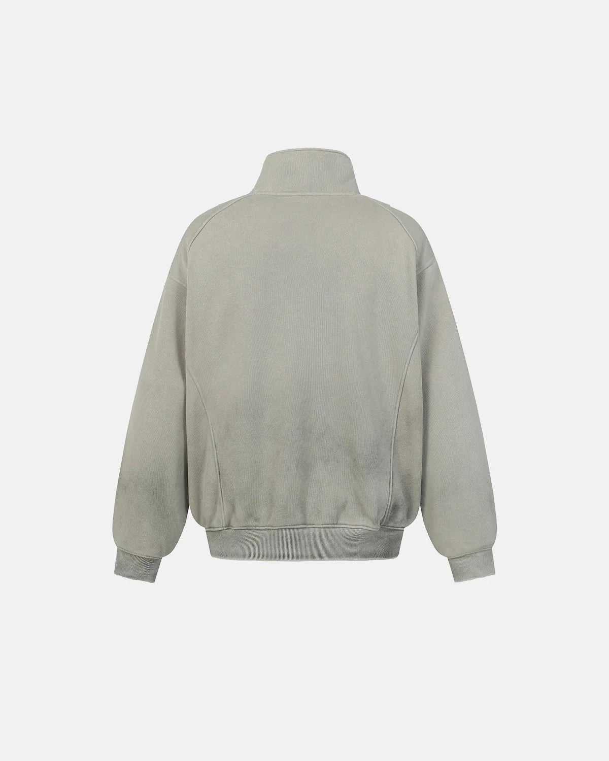 Unisex asymmetric zip sweatshirt with mock neck, long sleeves and front pockets