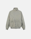 Unisex asymmetric zip sweatshirt with mock neck, long sleeves and front pockets