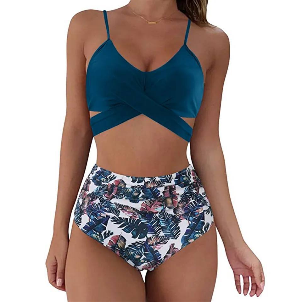 Floral Print Twist Front High-Waisted Bikini Set