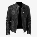 Men's Faux Leather Snap-Collar Moto Jacket