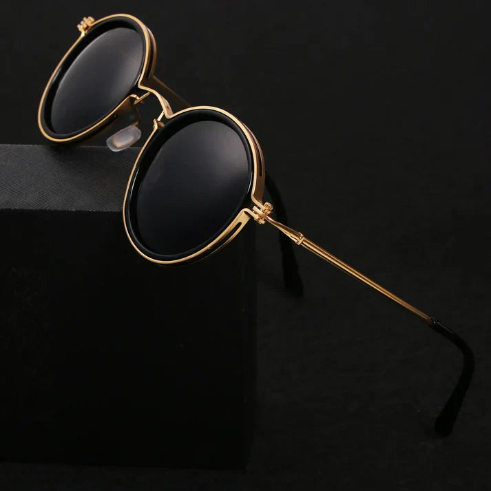 Lunettes de soleil steampunk vintage à monture ronde en métal