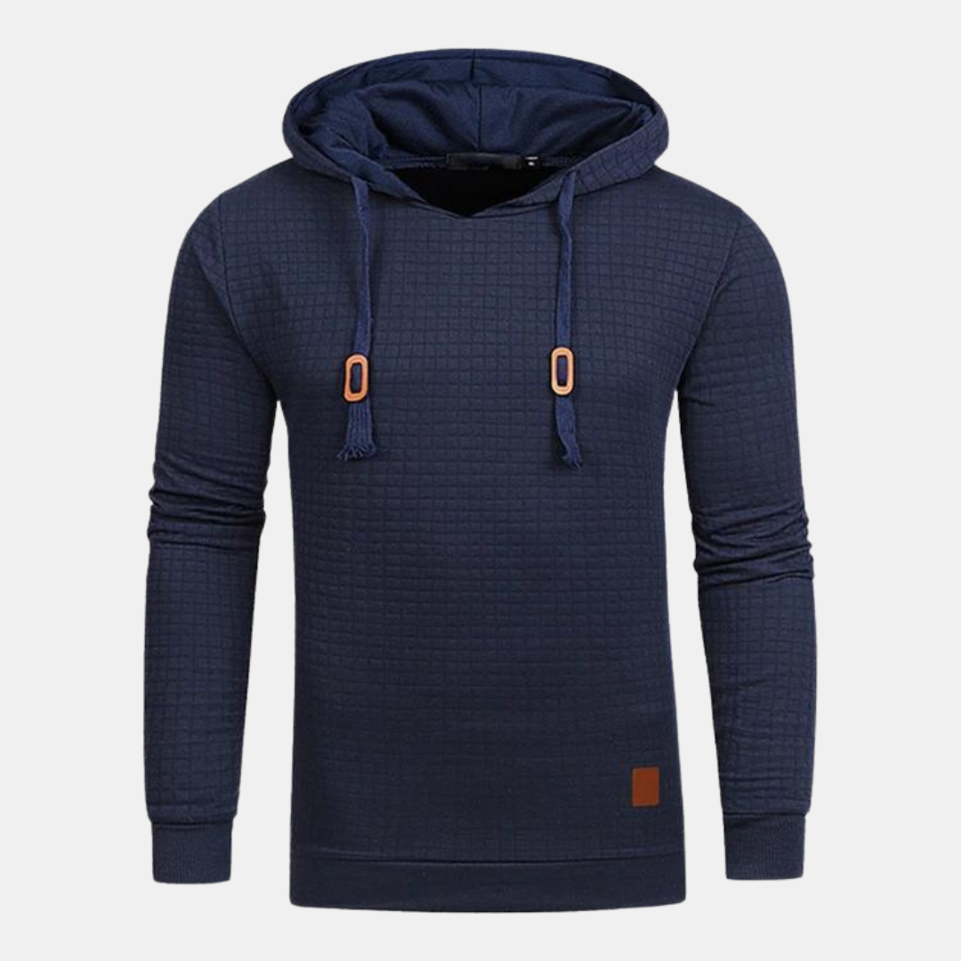 Men's Textured Basketweave Knit Pullover Hoodie