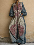 Women's Ornate Print Batwing Sleeve Oversized Kaftan Maxi