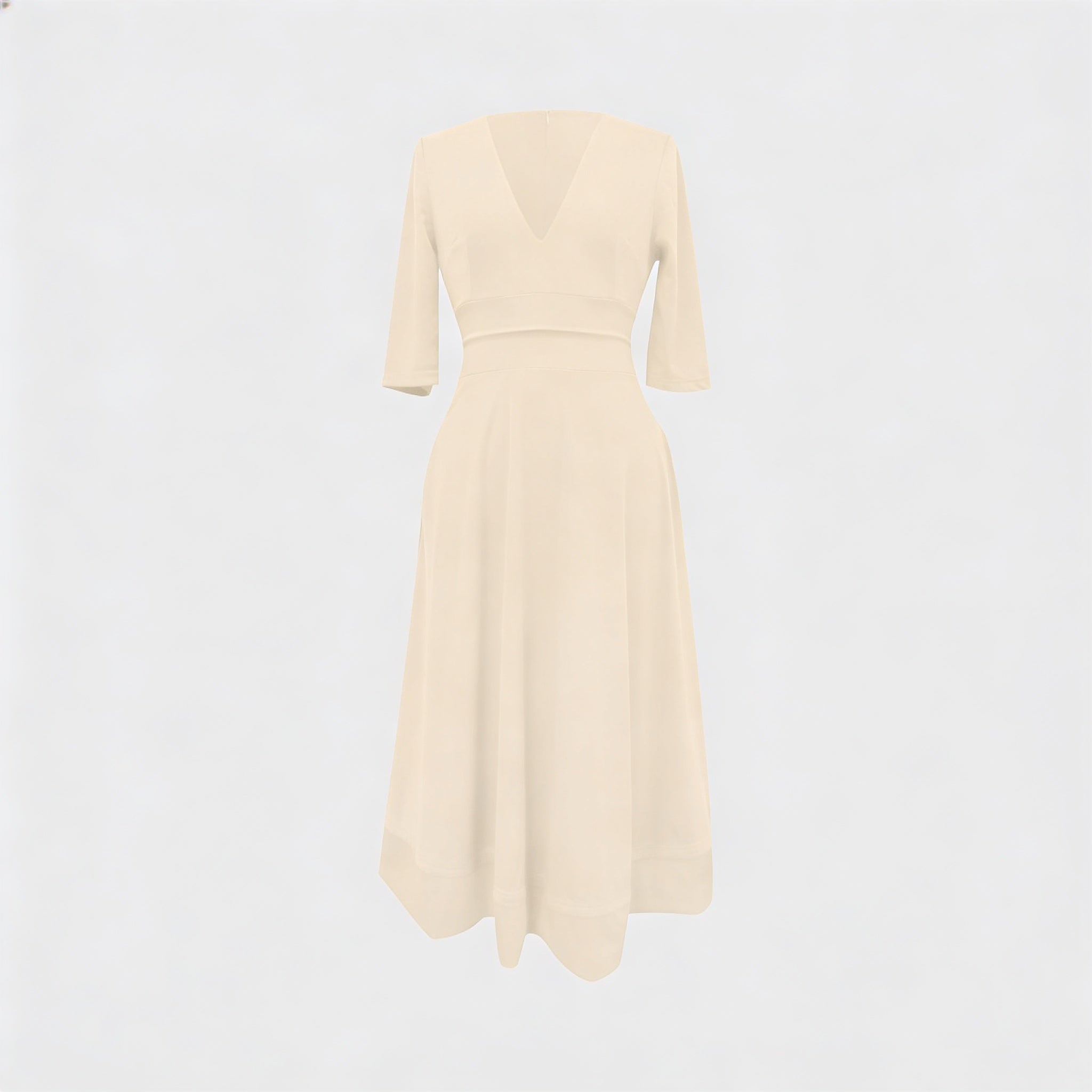 Women’s Midi Dress V Neck Fit and Flare – Short Sleeve Occasion Dress