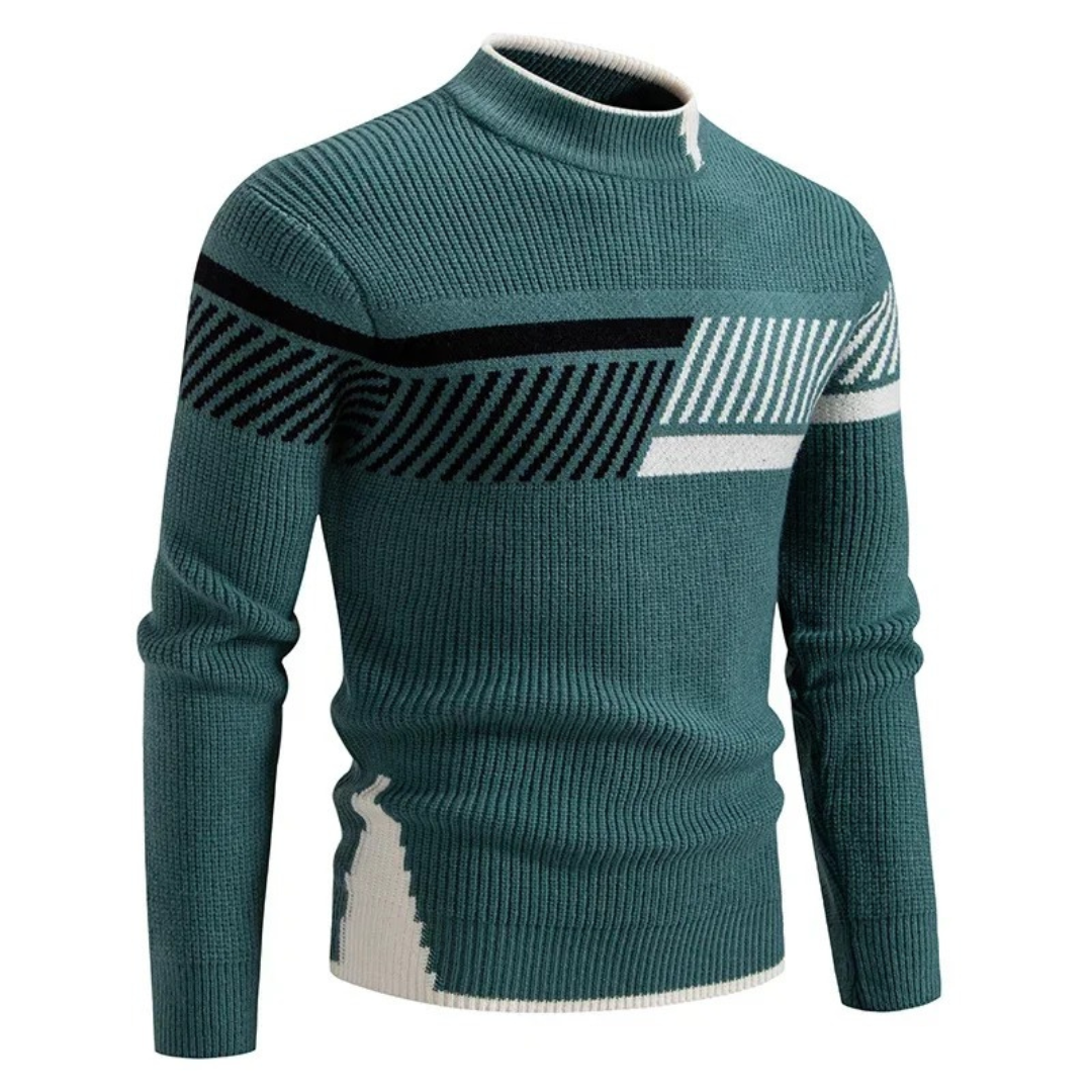 Men's Ribbed Knit Mock Neck Sweater