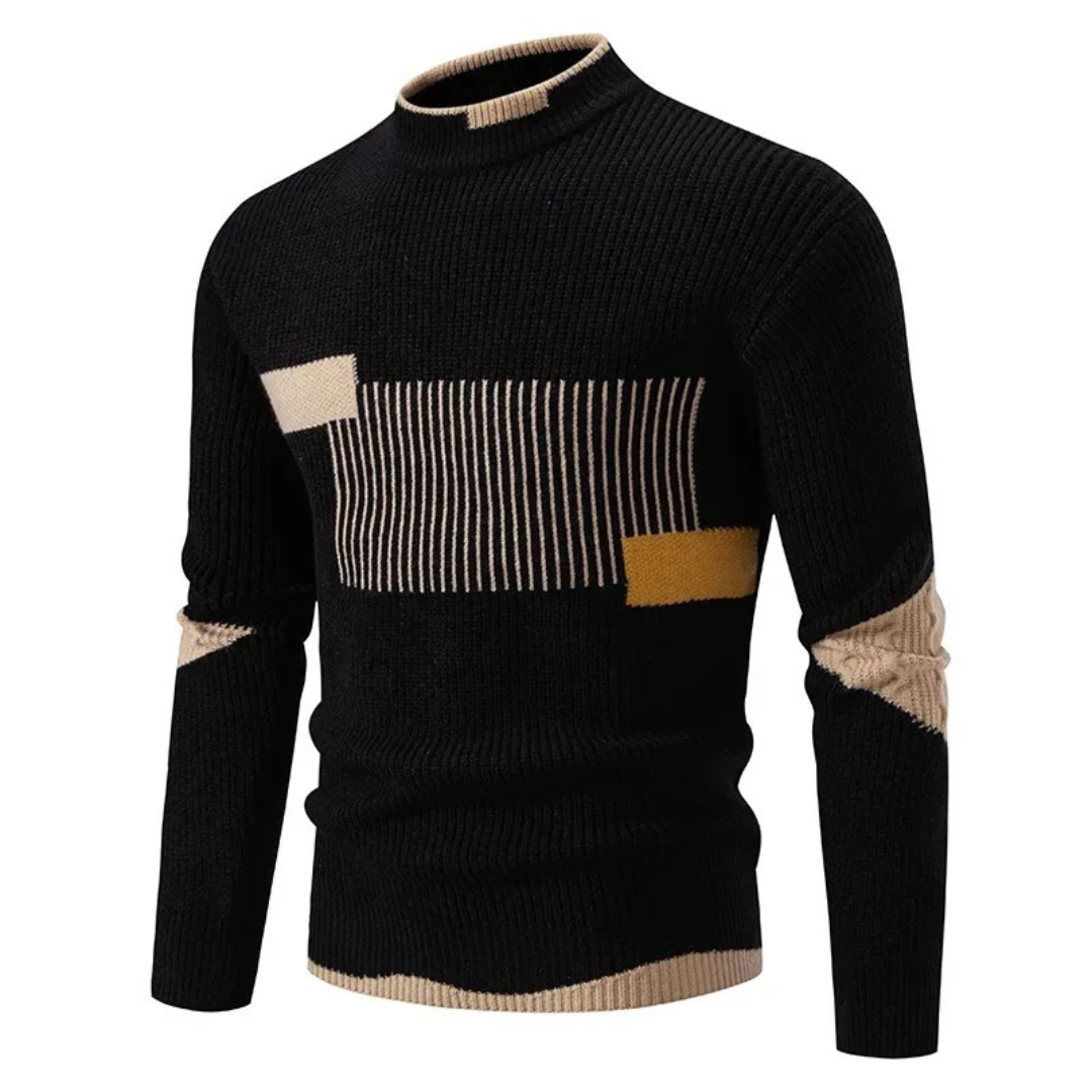Men's Ribbed Knit Mock Neck Sweater