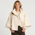 Women’s High Collar Cape Jacket – Button Front Cropped Style