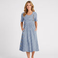 Women’s Striped Midi Dress – Short Sleeve Button Detail Pocket Style
