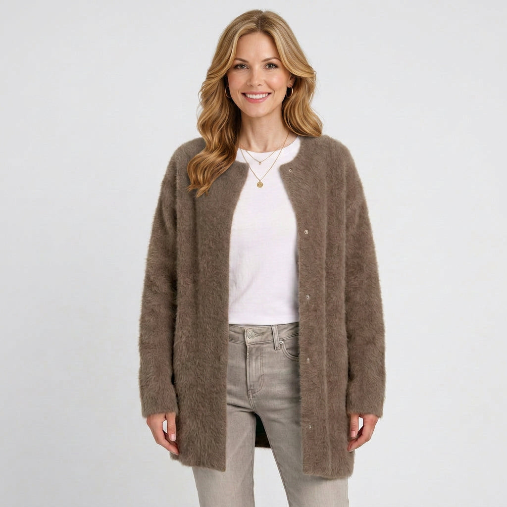 Textured Longline Cardigan – Button Front Layering Style