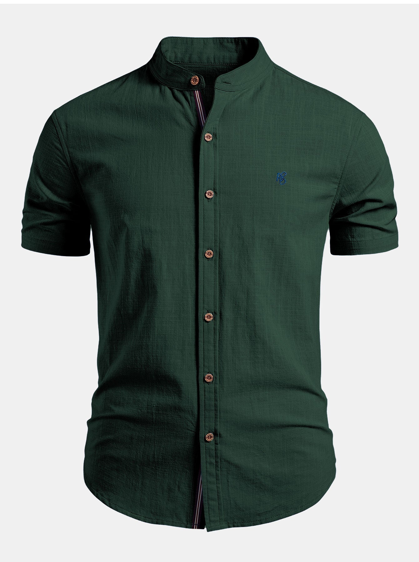 Chemise en lin à manches courtes avec col mao