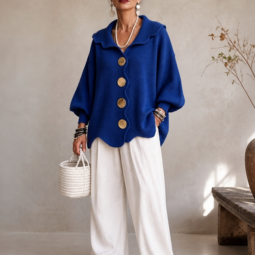 Women's Scalloped Collar Knit Cardigan