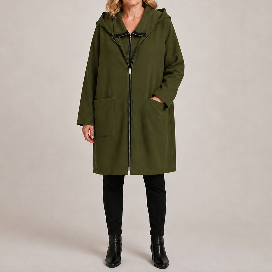 Women's Hooded Longline Zip Coat