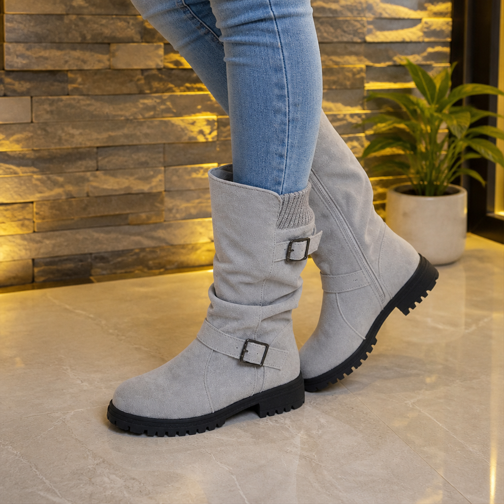 Women's Slouch Buckle Mid-Calf Boots
