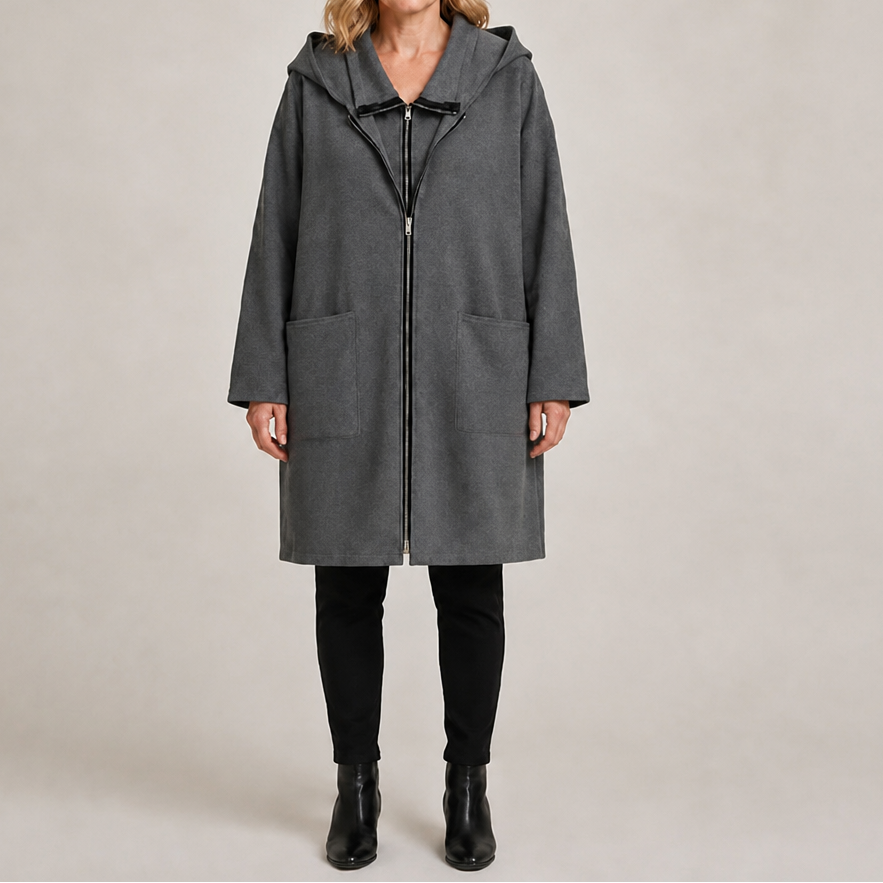 Women's Hooded Longline Zip Coat