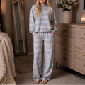 Women's Striped Mock Neck Oversized Lounge Set