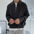 Men’s Ribbed Knit Half Zip Polo Collar Sweater