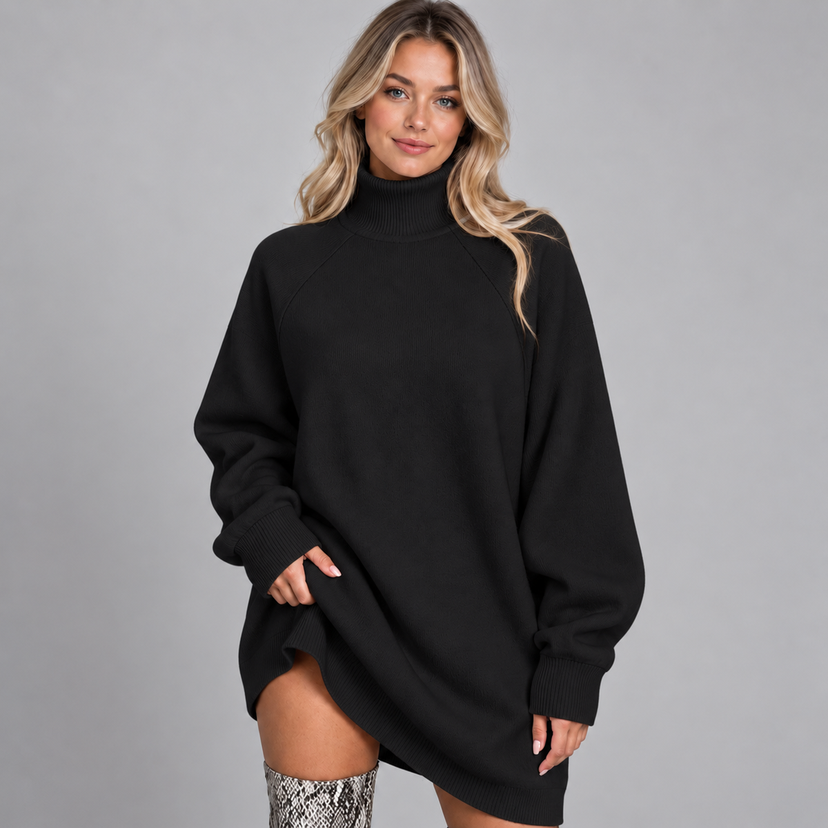 Women's Oversized Turtleneck Sweater Dress
