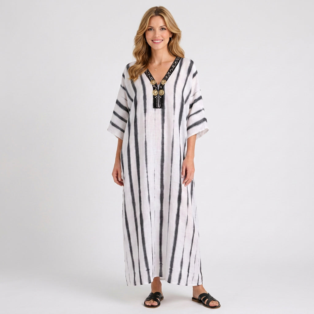 Maxi Dress – Striped Kaftan Relaxed Style