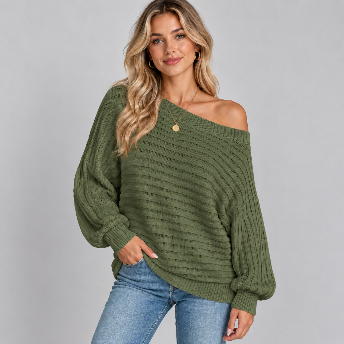 Women's Off-Shoulder Oversized Knit Sweater
