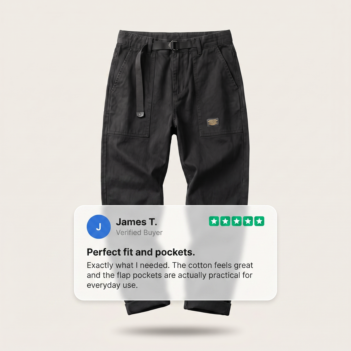 Pantalon cargo vintage à revers roulé pour homme