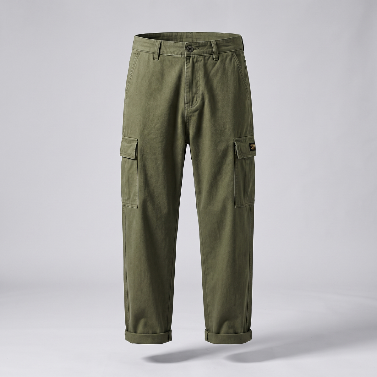 Pantalon cargo vintage à revers roulé pour homme